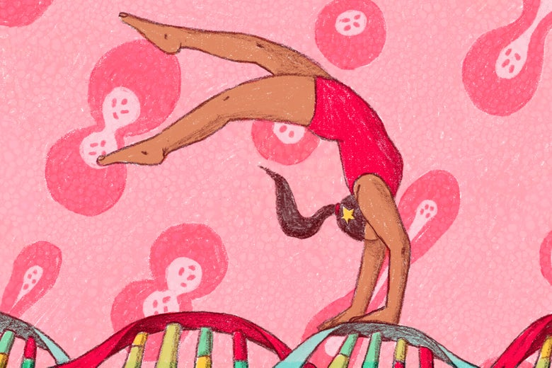 A gymnast on a piece of DNA.